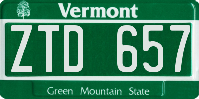 VT license plate ZTD657