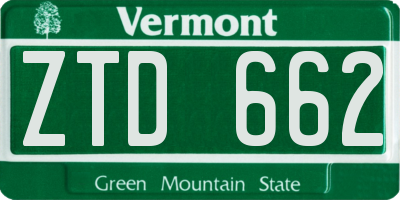 VT license plate ZTD662