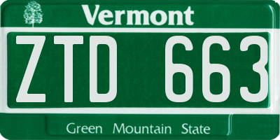 VT license plate ZTD663