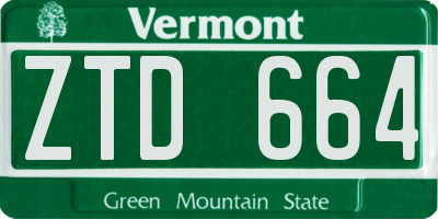 VT license plate ZTD664