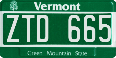 VT license plate ZTD665