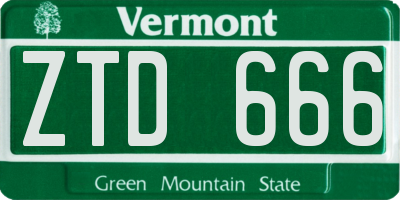 VT license plate ZTD666
