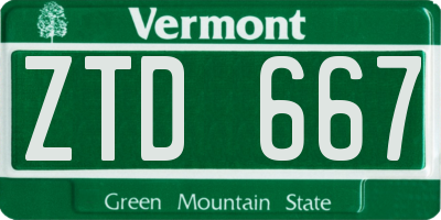 VT license plate ZTD667
