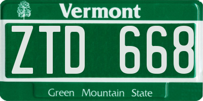 VT license plate ZTD668