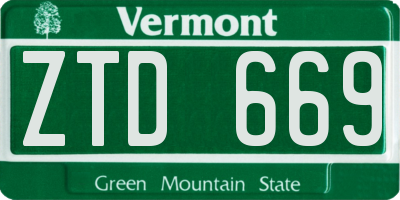 VT license plate ZTD669