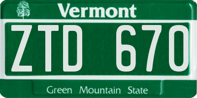 VT license plate ZTD670