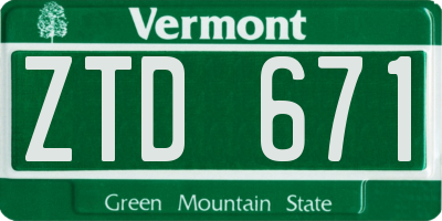 VT license plate ZTD671