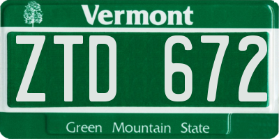 VT license plate ZTD672