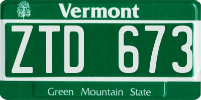VT license plate ZTD673