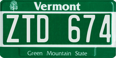 VT license plate ZTD674