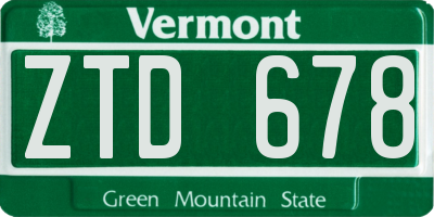 VT license plate ZTD678