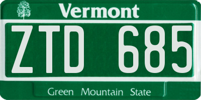 VT license plate ZTD685