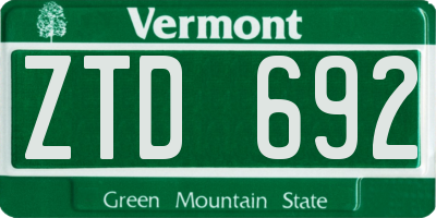 VT license plate ZTD692