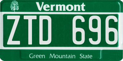 VT license plate ZTD696