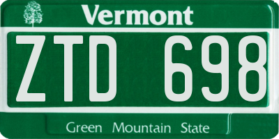 VT license plate ZTD698