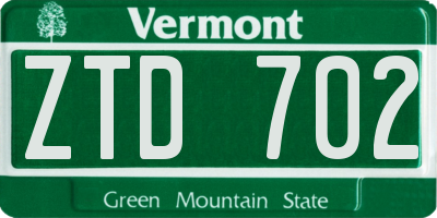 VT license plate ZTD702