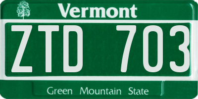 VT license plate ZTD703