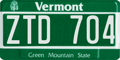 VT license plate ZTD704