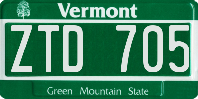 VT license plate ZTD705