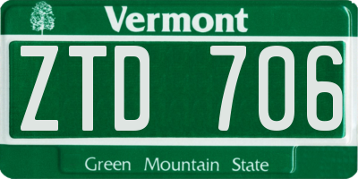 VT license plate ZTD706