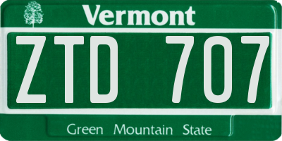 VT license plate ZTD707