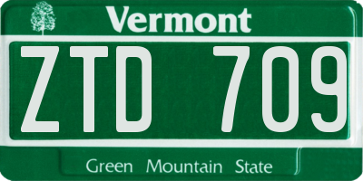 VT license plate ZTD709
