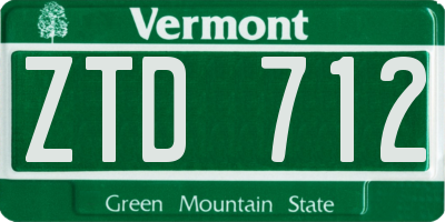 VT license plate ZTD712