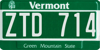VT license plate ZTD714
