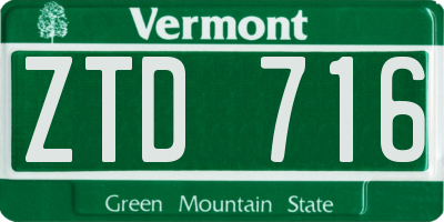 VT license plate ZTD716