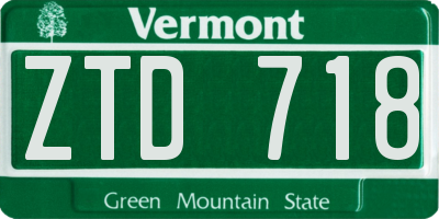 VT license plate ZTD718