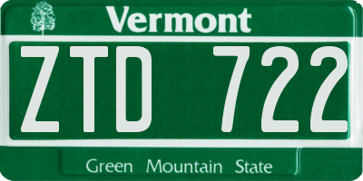 VT license plate ZTD722