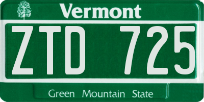 VT license plate ZTD725