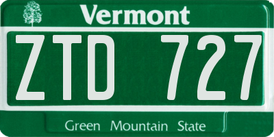VT license plate ZTD727