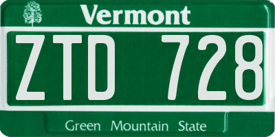 VT license plate ZTD728