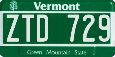 VT license plate ZTD729