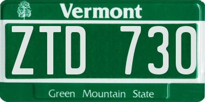 VT license plate ZTD730