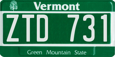 VT license plate ZTD731