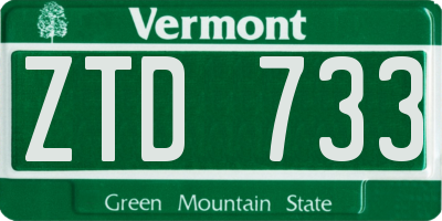 VT license plate ZTD733