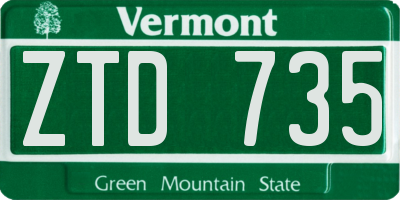 VT license plate ZTD735