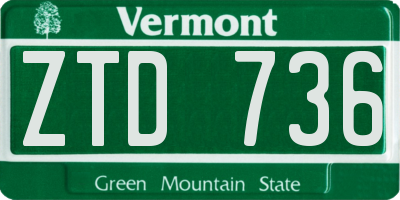 VT license plate ZTD736