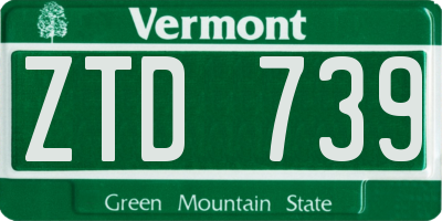 VT license plate ZTD739