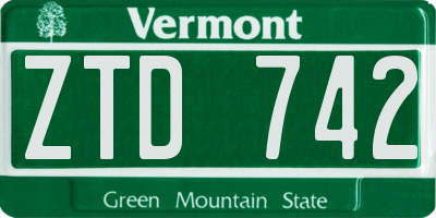 VT license plate ZTD742