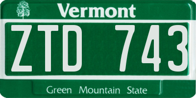 VT license plate ZTD743