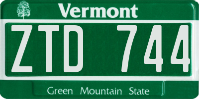 VT license plate ZTD744