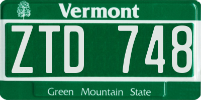 VT license plate ZTD748