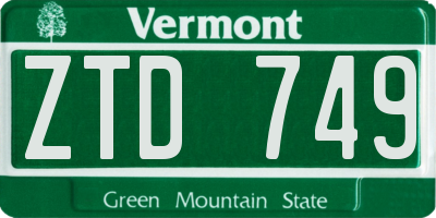 VT license plate ZTD749