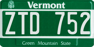 VT license plate ZTD752
