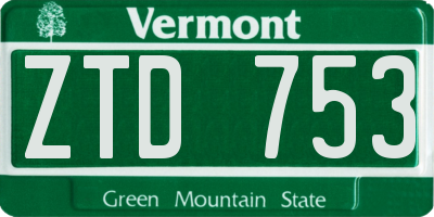 VT license plate ZTD753