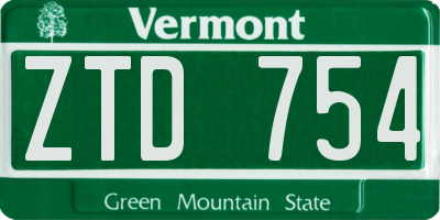 VT license plate ZTD754