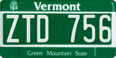 VT license plate ZTD756